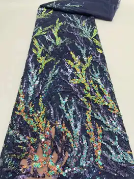Krásne Čipky Textílie Sequin Výšivky francúzsky Tylu Oka DIY Dizajn, Šitie Šaty na Párty Sukne Podväzky Afrika Nigéria 5 Metrov