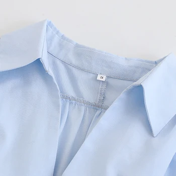 Wixra Dámske Modrá Šaty Riadok Zase Dole Golier Ríše Plnej Rukáv Dámske Oblečenie 2021 Jar Leto