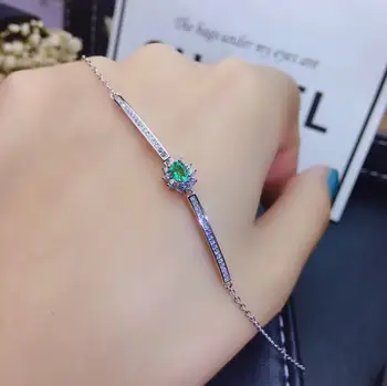 KJJEAXCMY boutique šperky 925 sterling silver vykladané Prírodné emerald dámy náramok podpora detekcie luxusné krásne