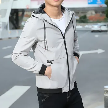 2021 Jeseň Nové pánske Sako kórejský Móda Mladých Módnych Voľné Bežné Kapucňou Športové Univerzálne Veľký Kabát Značky pánskeho oblečenia