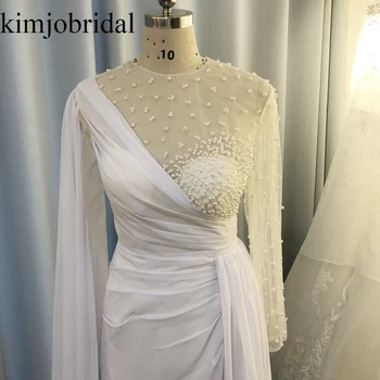 SuperKimJo Abendhttpder 2021 Biele Perlové Večerné Šaty Krátke Morská Víla Jednoduché, Elegantné Formálne Šaty 2022 Vestidos Formales