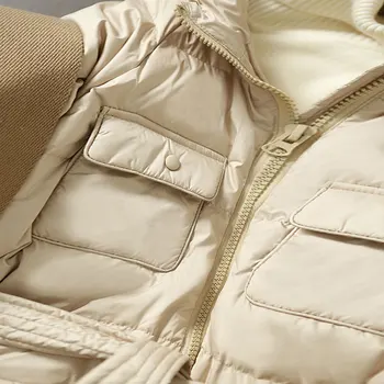 Biele Kačacie Puffer Bunda 2021 Zimné Nové Žien Temperament Štíhly A Tenký Zimný Kabát Dole Kabát Prímestských Dámy Outwear