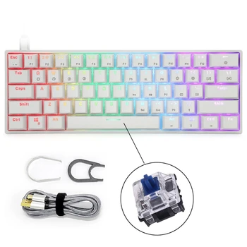 594A USB Káblové Kompaktný Keyboard, 61 Klávesov Malé Prenosné Herné Office Stlmiť RGB Podsvietenie Programovateľné Gateron Klávesnica pre Hry