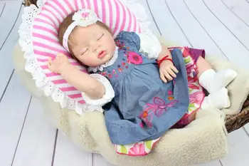 55 cm Silikónový Reborn Baby Doll Hračka Realisticky Skutočný Dotyk Baby-nový človek Spí Novonarodené Dievča Bábiku Dieťa Hrať Dom Hračka Dievča Brinquedos