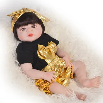 Bebes znovu sa narodiť Dievča Bábiky 23 Palec Móda Plná Silikónové Vinyl Znovuzrodené dieťa Realistické bábiky Princezná Prekvapením, darček pre Deti hračky
