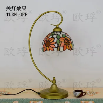 10 Palcový Telo Krajiny Kvety Tiffany stolná Lampa vidieckom Štýle vitráže Lampa pre Spálne Nočná Lampa E27 110-240V