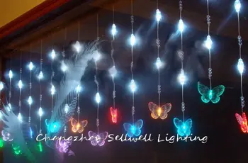Led vianočné žiarovky stropov 0.65*6m farebný motýľ crystal perličiek opony lampa H200