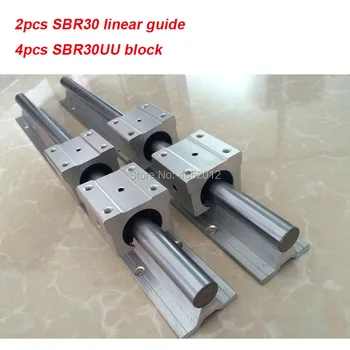 30 mm lineárny železničnej 2ks SBR30 1100 mm 1200 mm a 4pcs SBR30UU lineárne blok pre cnc časti
