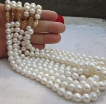 Krásne veľkoobchod 6PC 9-10 MM Akoya AA+ biela perlový náhrdelník 18-PALCOVÉ