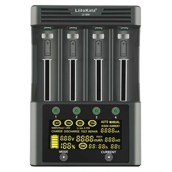 LiitoKala Lii-600 Nabíjačka Pre Li-ion 3,7 V a NiMH 1.2 V batérie Vhodné pre 18650 26650 21700 26700 AA AAA12V5A adaptér
