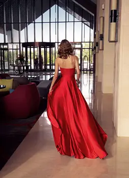 Elegantné Červené Večerné Šaty S Vymeniteľné Vlak Milú Backless Prom Šaty Dĺžka Podlahy vestido de novia Plášte