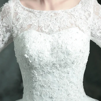 AnXin SH Princezná Nevesta čipky slim slovo malý zvyškový svadobné šaty ročníka, polovičný rukáv biele čipky svadobné šaty nové 2211