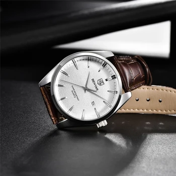 BENYAR Quartz Mužov Sledovať 2021 Top Značky Luxusné Náramkové hodinky Ležérne Módne Kožené Pútko 41mm Dial Nepremokavé Hodiny Automatický Dátum
