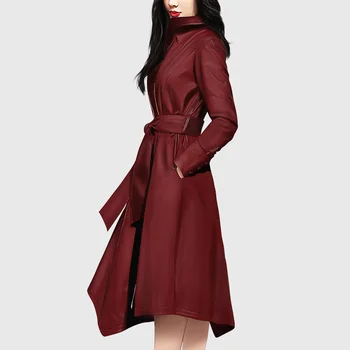 Vintage Ovčej Kabát Reálne Originálne Kožené Bundy Ženy Oblečenie 2021 Jar kórejský Elegantné Outwear Dlho Zákopy Srsti ZT2280