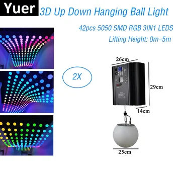 Doprava zadarmo 0-5 Meter 3D Hore Dole Závesné LED Loptu Svetlo DMX Ovládanie Dj RGB Farebné Led Zdvihnúť Loptu Kinetická Osvetlenie Magic Ball