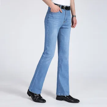 Džínsy mužov jar/leto 2021 nový kórejský denim micro-muži nohavice slim úsek tmavo modré džínsy rozevlátý
