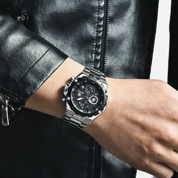 BENYAR Nové Nerezové Diver Sledovať Svetelný Šport Luxusné Mužov náramkové hodinky Quartz Business Chronograf Hodiny reloj hombre