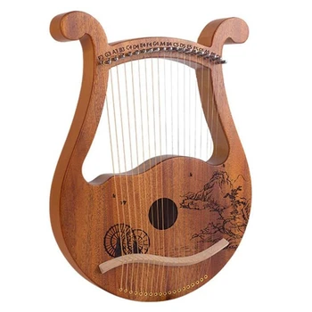 Lýra Harfa,19 String Mahagón Lýra Harfa,19 String Lýra Jedinečné Vzory Vyrezávané Symboly,pre Milovníkov Hudby Začiatočníkov,Atď