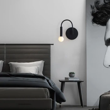 Nordic Jednoduchosť LED Nástenné Svietidlo Otočná Moderné Prispôsobiť Nočná Lampa Black Spálňa Štúdia Hotel Uličkou Svietidlá Abajour