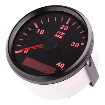 Tachometer RPM Rozchod Nepremokavé 4000RPM pre Auto Námornej Jachty Vozidla s Hodinu Meter 85mm 9-32V s Červené Podsvietenie