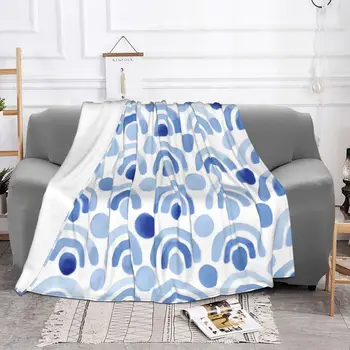 Manta azul con estampado eométrico, decoración de felpa súper suave y transpirable para dormitorio y sofá del hogar, envío grati