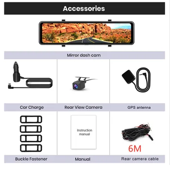 Automobilové DVR 12 Palcový Dash Cam 4K 3840*2160P WIFI GPS Sony IMX415 Spätné Zrkadlo 2560*1440P Auto Kamera, videorekordér Park Monitor