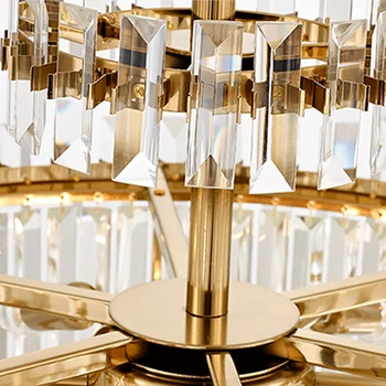 Led Moderné Luxusné Crystal Kolo Zlatý Stropný Luster Visí Svetlo Atmosféru Suspened Lampa Pre Jedálenské Stoly Obývacia Izba