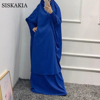 Móda Moslimských 2 Kusy Abaya Nastaviť Pevné khimar Top s Maxi Sukne Dubaj Niqab Marocký Turecko Arabské Moslimské Ženy Oblečenie 2021