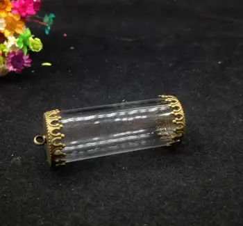 100sets/veľa 40*15 mm číre sklenené trubice svete kryt tlačidlo základu stanoveného č výplň sklenená fľaša fľaša prívesok diy ryža šperkov náhrdelník