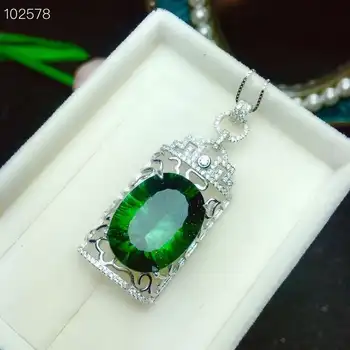 KJJEAXCMY jemné šperky prírodné Green crystal 925 sterling silver ženy prívesok náhrdelník reťazca classic