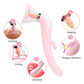 Warmte Sterke Tong Likken Zuigen Vibrátor Klitorisu Tepel Masáž Grote Dildo Anaal Plug Speeltjes Voor Vrouwen Vrouwelijke