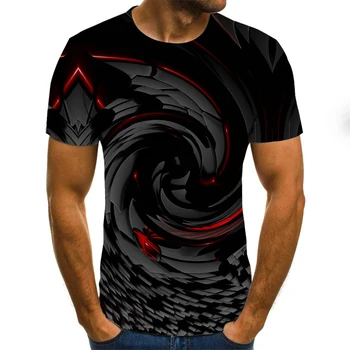 Pánske Nadrozmerné T-shirt Nové pánske 3D Geometrické Tlač-Krátke rukávy Okrúhle Krčný T-Príležitostné Letné tričko-Krátke rukávy 3D Efekt