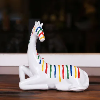 Nordic Tvorivé Rainbow Zebra Artware Živice Socha Moderné Zvierat Socha Ploche Ornament Plavidlá, Domáce Dekorácie, Doplnky