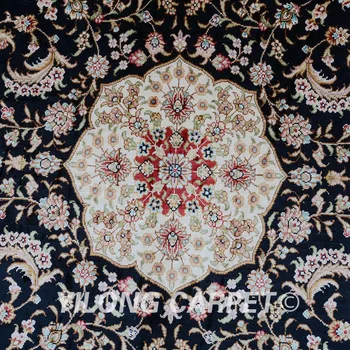 Yilong 5.5'x8' Starožitné ručne viazané hodvábne koberce čierny obdĺžnik hodvábny koberec tabriz (0205)