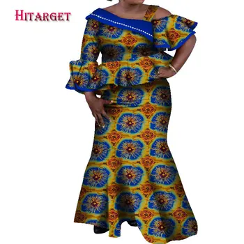 Africkej Ženy Šaty Afriky Šaty Vlny Pás Dekorácie Tlač Šaty Top + Sukňa 2 Ks Rôznych Farieb Wy8147