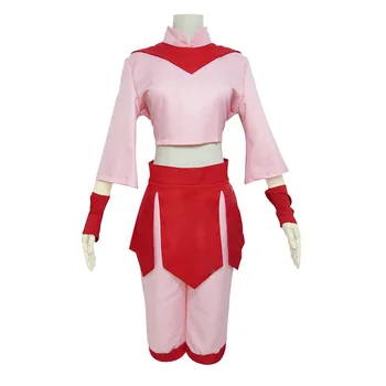 Anime Avatar Posledný Airbender Ty Lee Cosplay Kostým pre Ženy, Dospelých Halloween Drahý Oblek Ružové Šaty Nastaviť Hanfu Karneval Nosenie