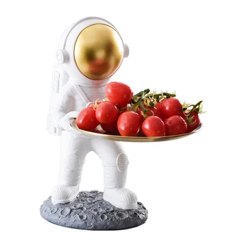 Astronaut Socha Živice Vstup Tlačidlo Skladovanie Zásobník Art Decor Sochy Konferenčný Stolík Matica Desiatu Ovocie Skladovanie Zásobník Položky Kontajner
