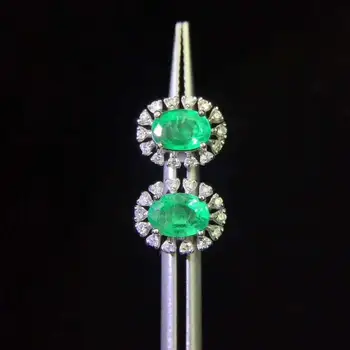 Prirodzený A Skutočný Emerald Drahokam Náušnice Reálne 925 Silver Módne Náušnice Jemný Šarm Šperky pre Ženy