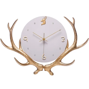 Veľké Luxusné Nástenné Hodiny Jeleň Kovové Tvorivé Big Gold Nástenné Hodiny Nordic Tichý najpredávanejšie Reloj Porovnanie Grande Dekorácie AA50WC