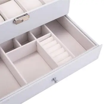 10Slots Hodinky Šperky Úložný Box Biely Prenosné Double-Layer Balenie Box Sledovať Organizér Šperkov Zobraziť Prípade Real Sklo