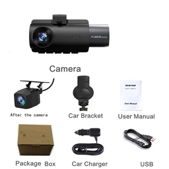 3 palcový Auto Dashcam videorekordér 3 Objektív 1080+1080+720P HD širokouhlý Dash Fotoaparát Cyklus Nahrávanie Dash Cam Automobilové DVR 5V