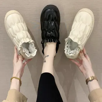 Ženy'sShoes Rozstrapatené Ploché ShoesWomen je Nové 2021 kórejská Verzia Rozprávky Štýl Jednoduché Plus Velvet Tučný Lenivý Topánky withAPedal