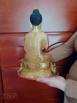 DOBRÝ sochu Budhu # 34 CM veľké # DOMOV Talizman účinnej Ochrany # Tibetský Budhizmus Gilding mosadzná socha Budhu