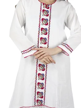 Ručne Vyšívané Vzorované, Biela Bavlnená Tkanina Dlhé Šaty, Hidžáb Nové Módne Moslimských Plus Veľkosť Oblečenie pre Ženy Zbierky