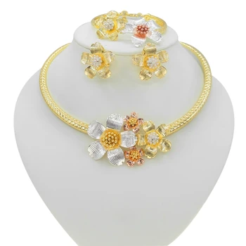 Yulaili Krásne A Vznešené rumunský Štýl Zlatá Kvetina Náhrdelník Šperky Nastaviť Pôvodné Priamy Predaj Žien Strany Mieste Šperky Sady