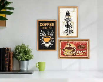 BK Domov Kávy Dizajn Dekoratívne 3'lü Retro Dreva Tablo-13 Moderné Užitočné, Vysoko Kvalitné, Spoľahlivé Dekorácie Darček Dizajn