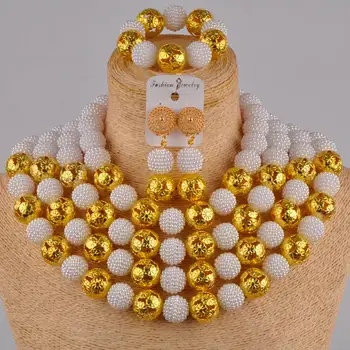 Sivozelená zelená afriky korálky náhrdelník šperky nastavenie simulovanej pearl nigérijský svadobné šperky sady pre ženy FZZ27