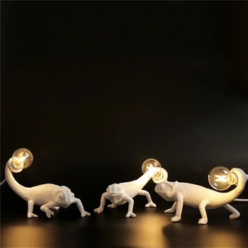 Nordic Moderné Živice Lizard Nočné Osvetlenie Roztomilý LED Zvierat Chameleon Stolové Lampy, Spálňa Lampa Obývacia Izba Domova Svietidlá