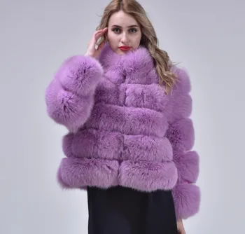 JANEFUR reálne fox kožušiny bunda dámske kožené kožušinový kabát hrubé prírodné fox kožušín, šitie módne farby