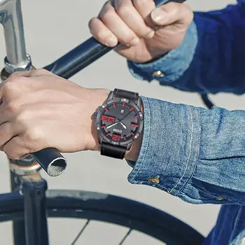 DOM Sledovať Mužov Luxusné Športové náramkové hodinky Quartz hodiny Pánske Hodinky Kožené Business Vodotesné hodinky Relogio Masculino M-1218BL-1M5